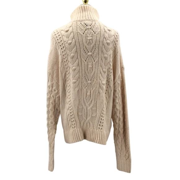 LULU'S XL Cozy Weather Cream Cable Knit Quarter Zip Sweater B150 NEW - Picture 2 of 5